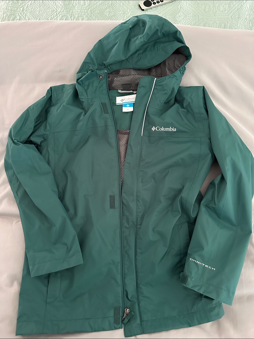 Columbia Forest Green Hooded Rain Shell